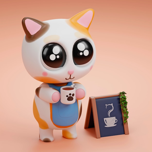 Foto gratuita vista 3d del adorable gato mascota