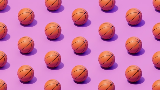 vista 3d de los elementos esenciales del baloncesto