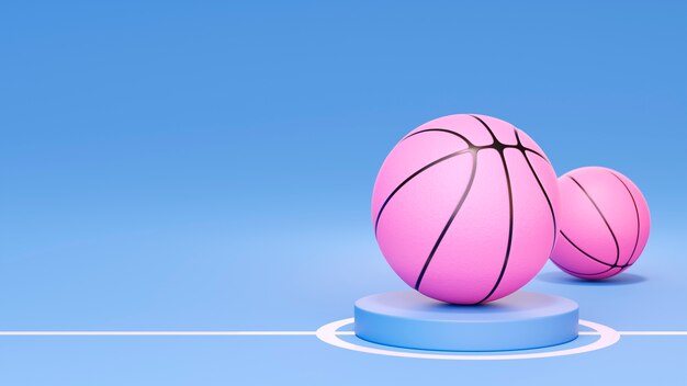 vista 3d de los elementos esenciales del baloncesto