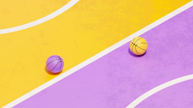 Foto gratuita vista 3d de los elementos esenciales del baloncesto