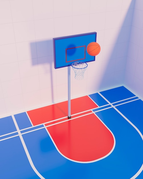 vista 3d de los elementos esenciales del baloncesto