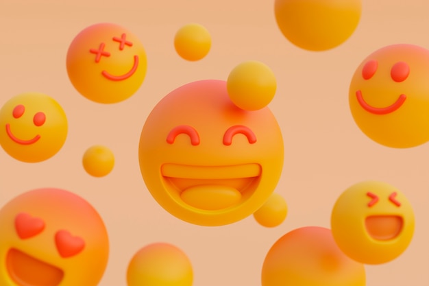 vista 3d de emoji amarillo