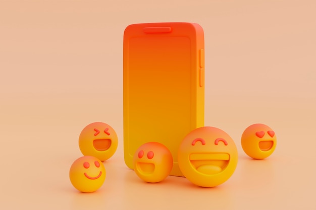 vista 3d de emoji amarillo