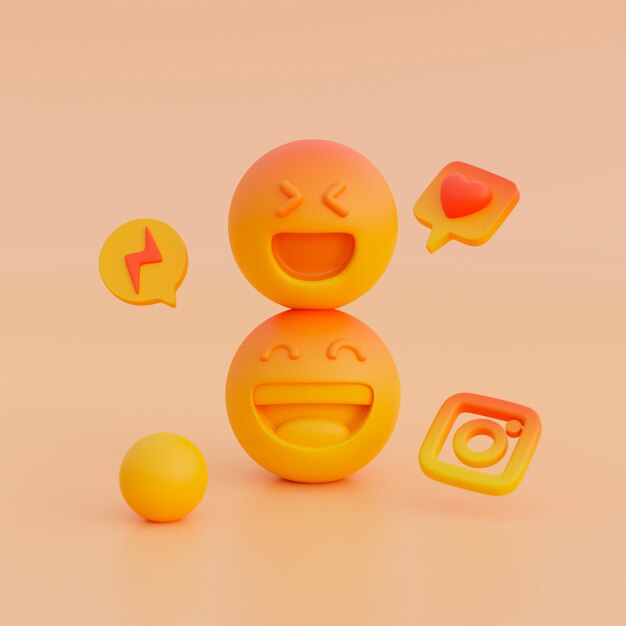 vista 3d de emoji amarillo