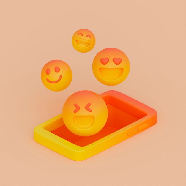 vista 3d de emoji amarillo