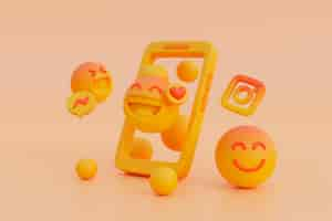 Foto gratuita vista 3d de emoji amarillo