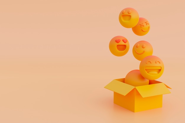 vista 3d de emoji amarillo