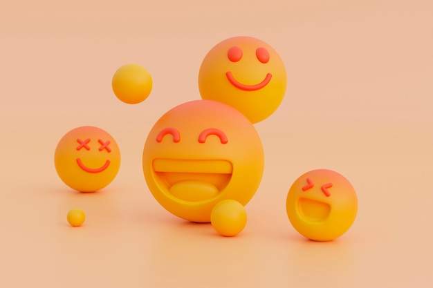 vista 3d de emoji amarillo