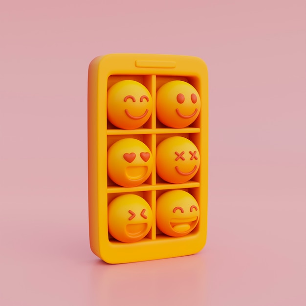 vista 3d de emoji amarillo