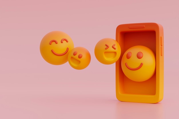 vista 3d de emoji amarillo