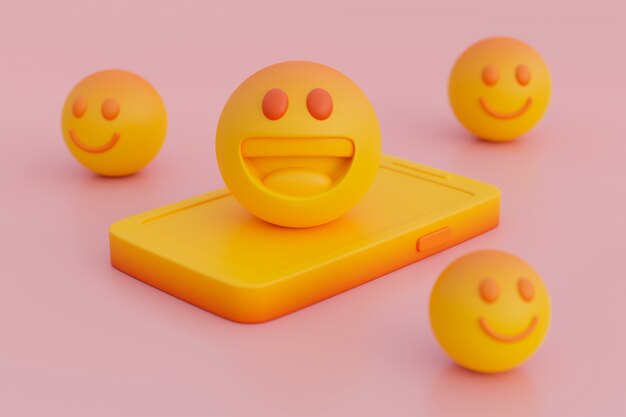 vista 3d de emoji amarillo