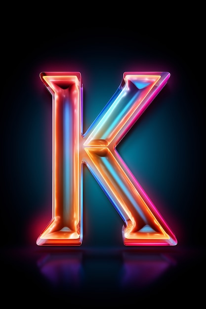 Foto gratuita vista 3d de la letra del alfabeto k.