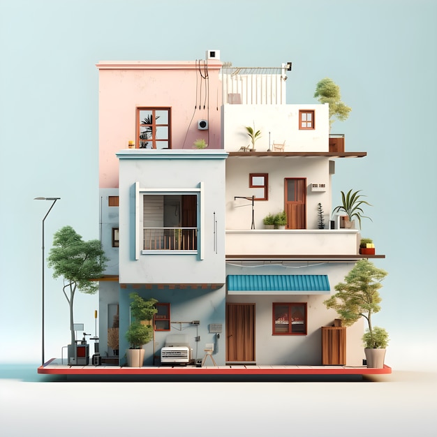 vista 3d del modelo de casa
