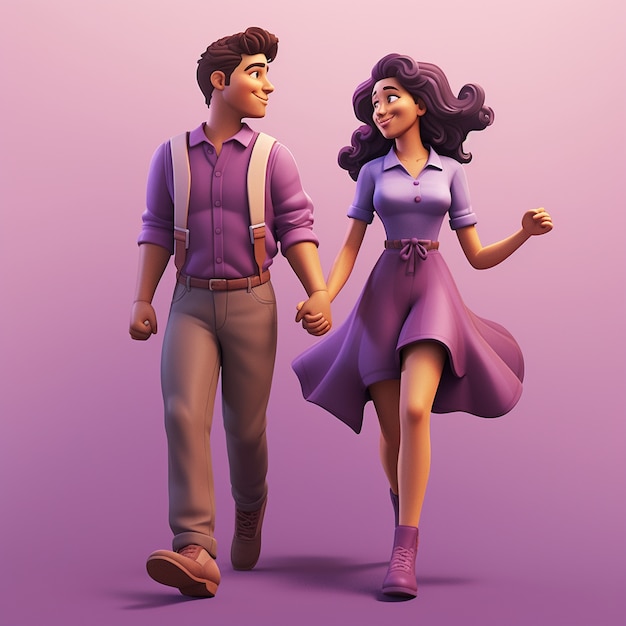 vista, de, 3d, pareja