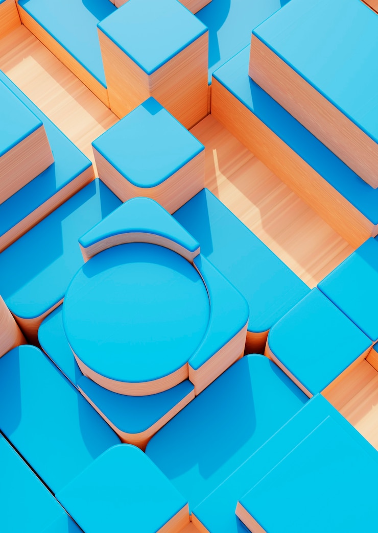 Foto gratuito vista en 3d de las piezas del rompecabezas