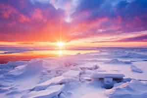Foto gratuita vista 3d del sol en el cielo durante el invierno