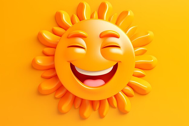 Foto gratuita vista de 3d sonriente y feliz sol con fondo amarillo