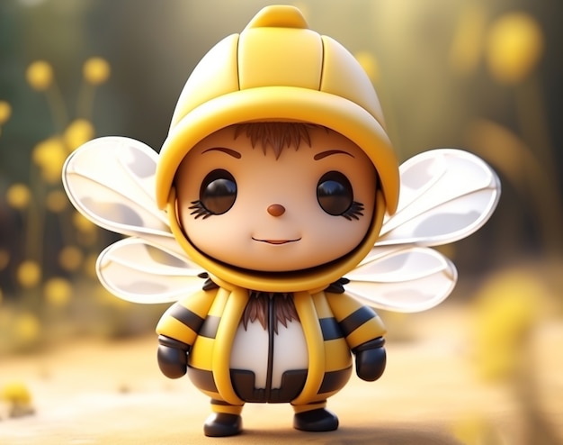 Foto gratuita vista de la abeja del personaje de dibujos animados en 3d