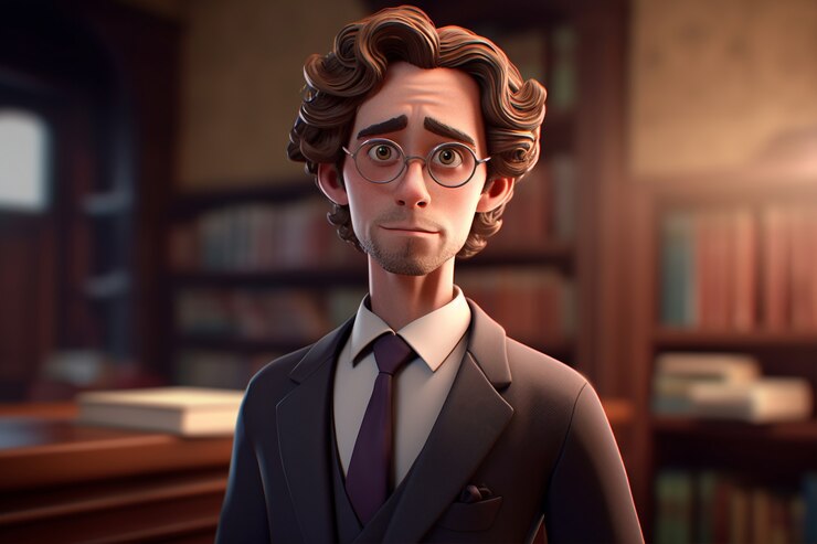 Foto gratuito vista de un abogado masculino en traje en 3d