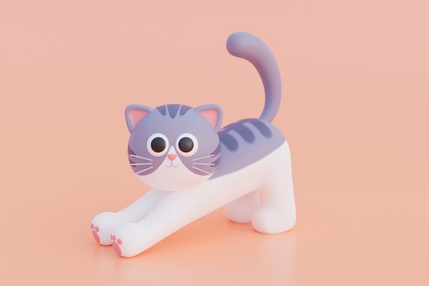 vista, de, adorable, 3d, gato