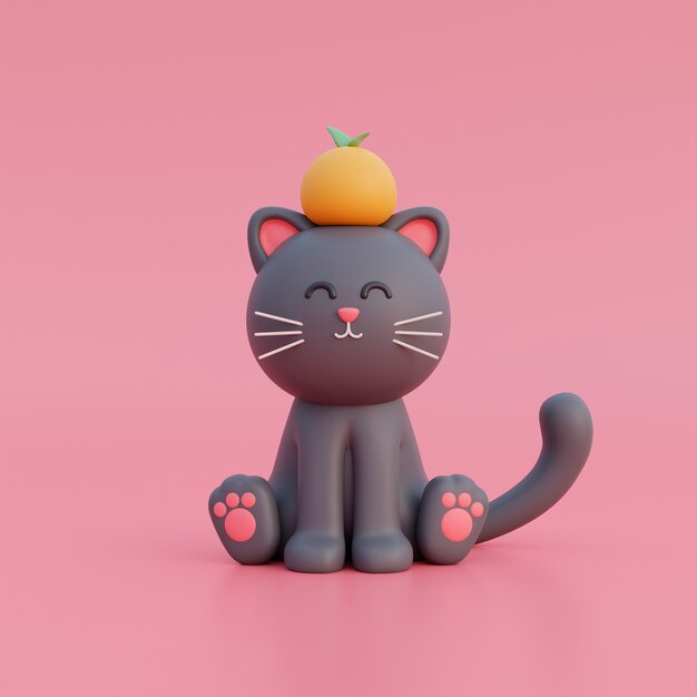 vista, de, adorable, 3d, gato