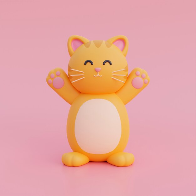 vista, de, adorable, 3d, gato
