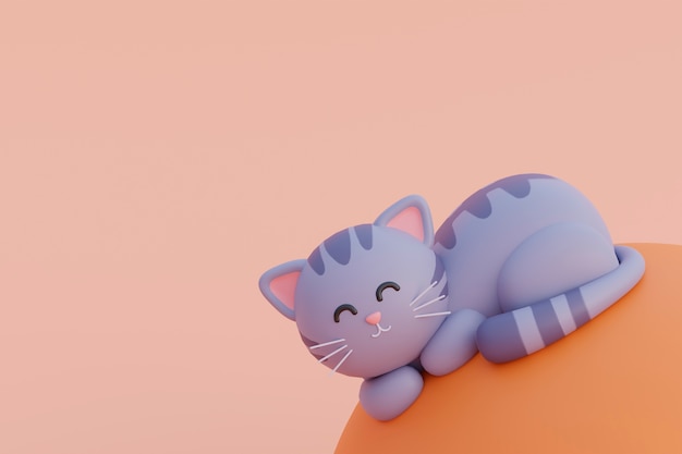 vista, de, adorable, 3d, gato