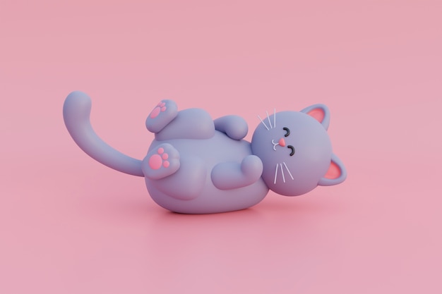 vista, de, adorable, 3d, gato