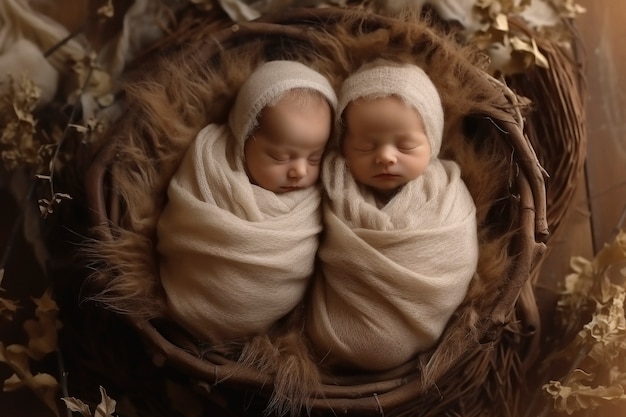 Vista de adorables bebés recién nacidos