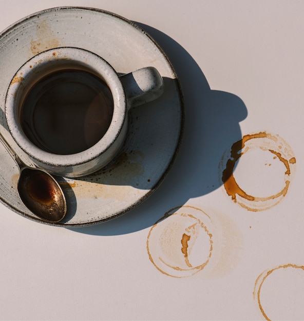 Foto gratuita vista aérea de café caliente