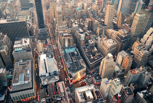 Vista aérea de la calle de la ciudad de Nueva York