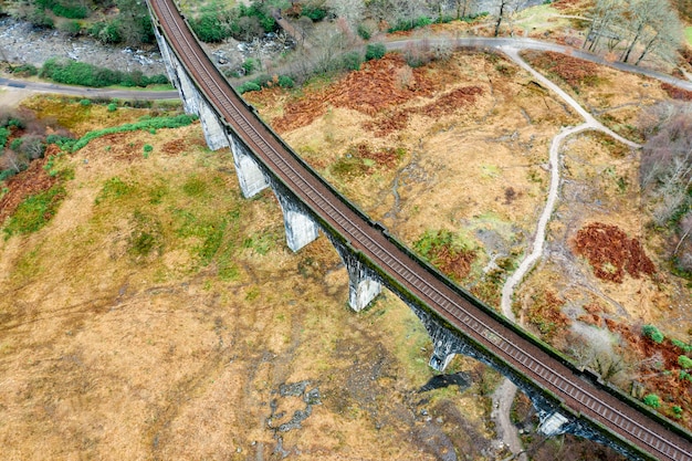 Vista aérea del camino del ferrocarril