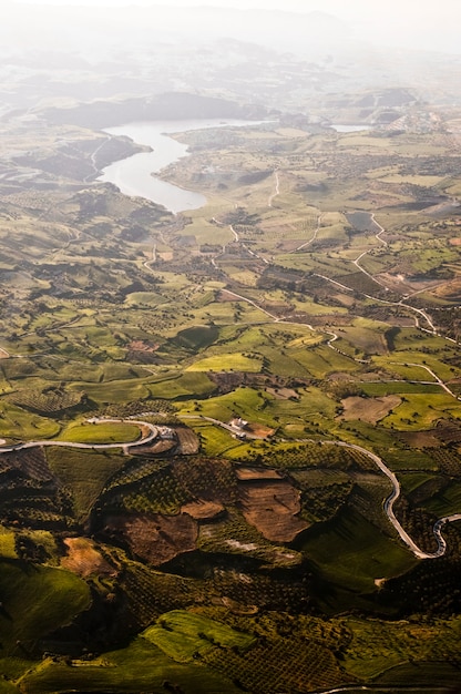 Vista aérea de los campos agrícolas