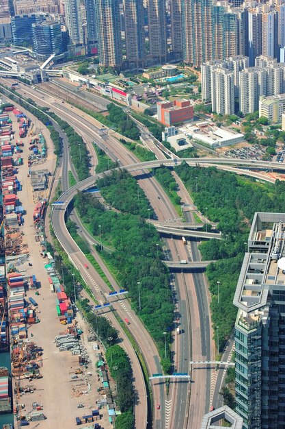 Vista aérea de la carretera