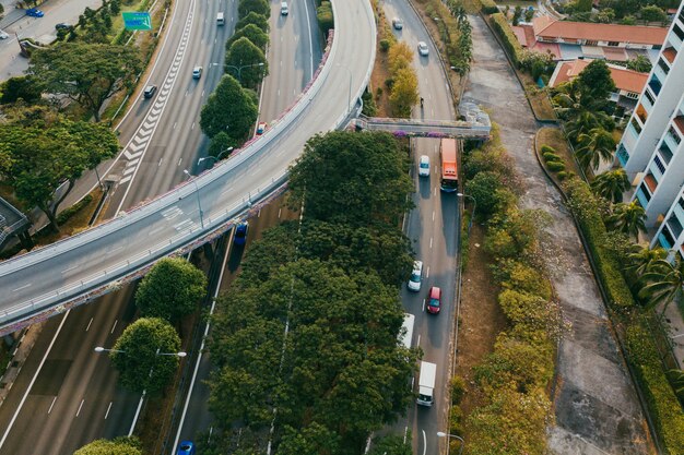 Vista aérea de carreteras