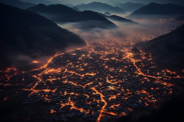 Foto gratuita vista aérea de la ciudad brumosa