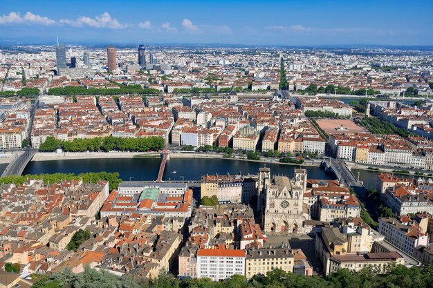 Vista aérea de la ciudad de Lyon