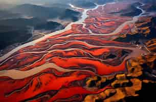 Foto gratuita vista aérea de la ciudad de montaña en la naturaleza