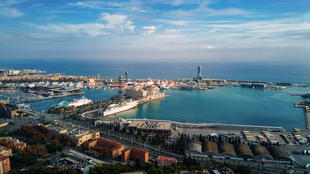 Vista aérea de drones de Barcelona, España