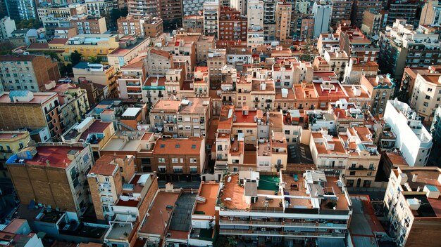 Vista aérea de drones de Barcelona, España