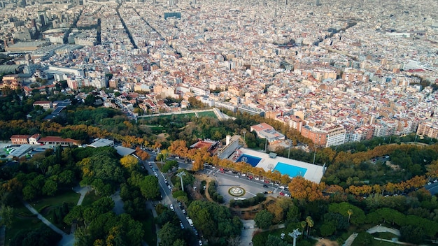 Vista aérea de drones de Barcelona, España