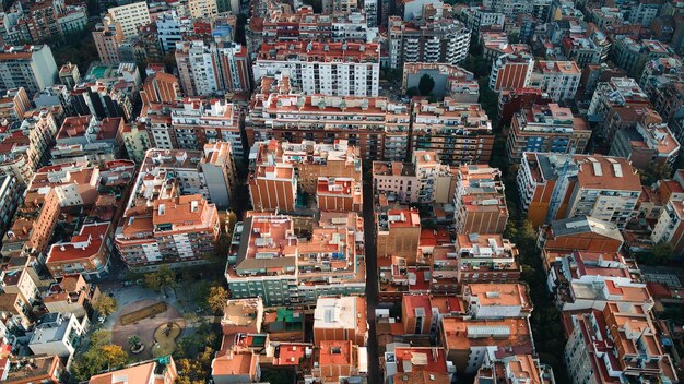 Vista aérea de drones de Barcelona, España