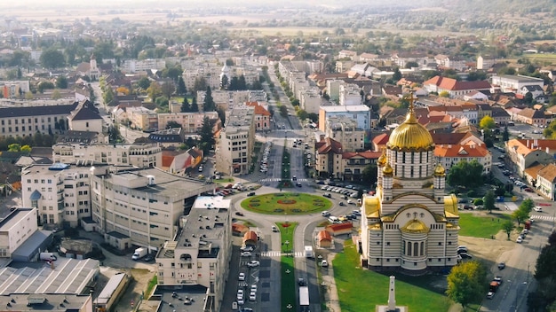 Vista aérea de drones de Fagaras, Rumania