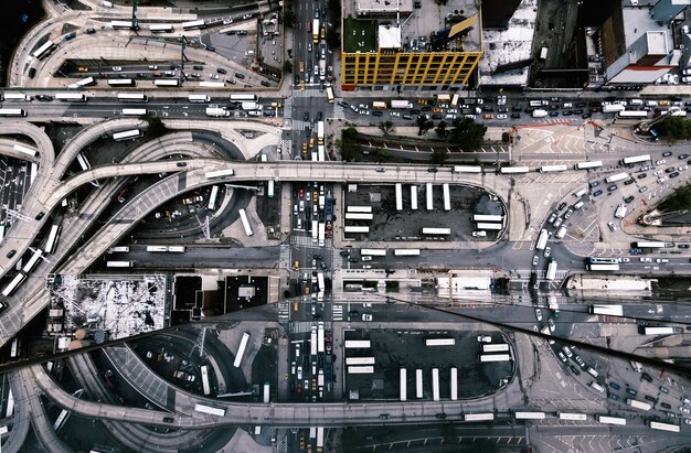 Vista aérea de los edificios y calles de la ciudad de Nueva York, Estados Unidos