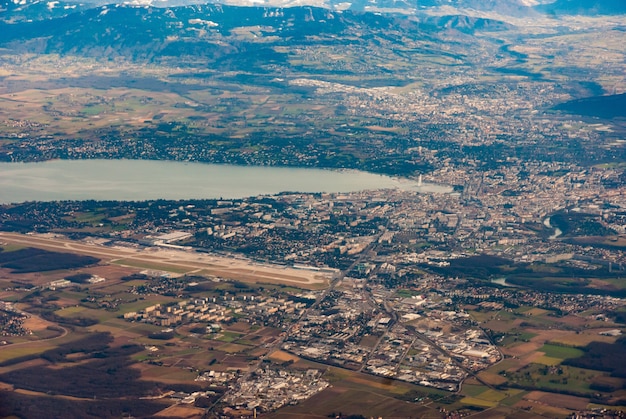 Vista aérea, de, ginebra, suiza