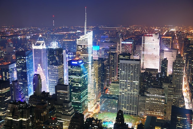 Vista aérea del horizonte de New York City Manhattan Times Square