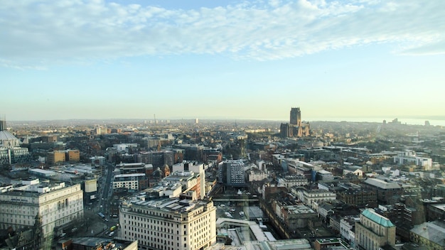 Vista aérea del Liverpool desde un punto de vista Reino Unido