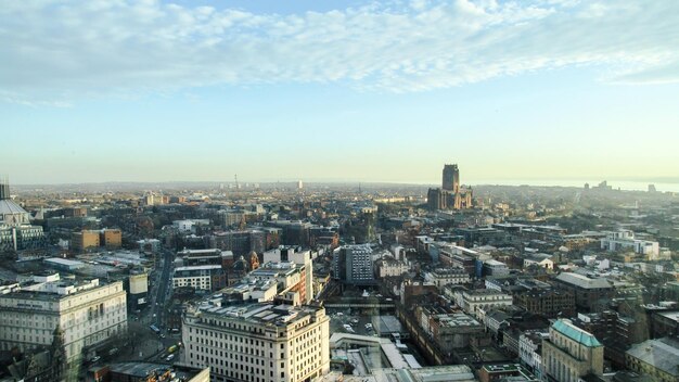 Vista aérea del Liverpool desde un punto de vista Reino Unido