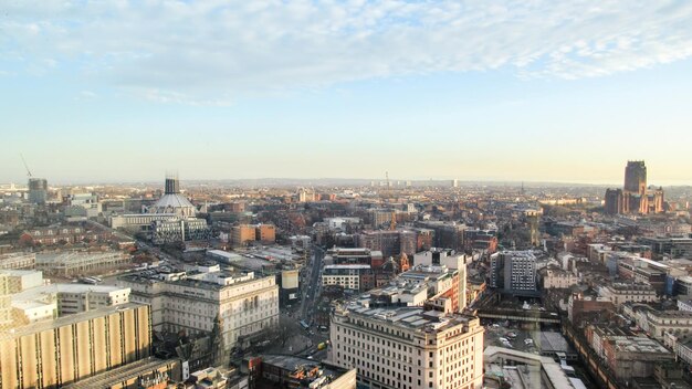 Vista aérea del Liverpool desde un punto de vista Reino Unido