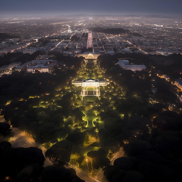 Foto gratuita vista aérea del national mall en washington dc por la noche